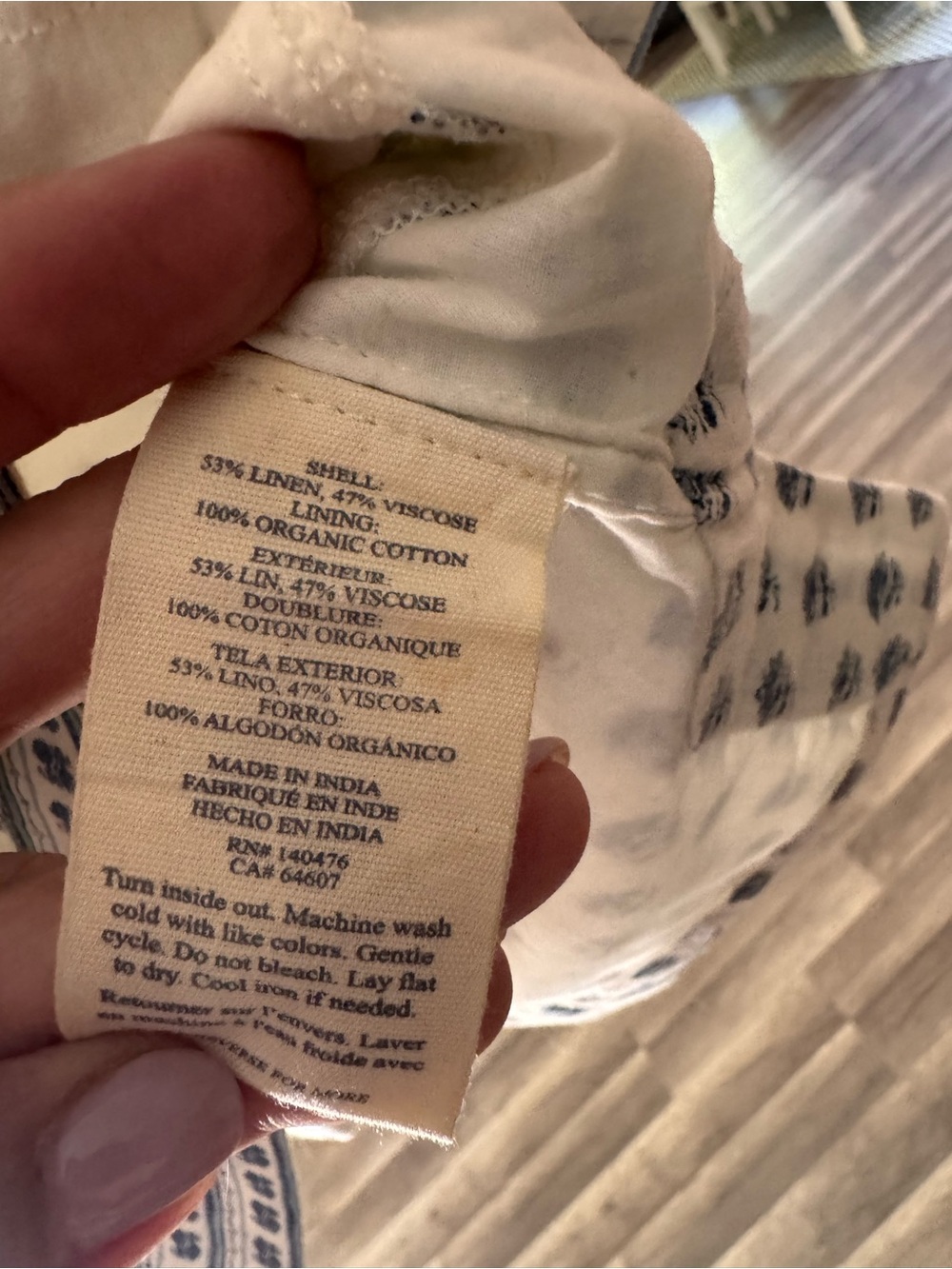 Faherty Cream Mini Dress with Blue Print - Picture 5 of 5